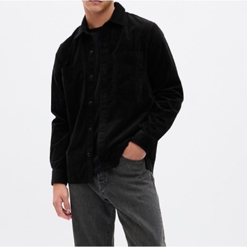 NWT Gap Shirt Jacket / Shacket Black Velour XXL - Picture 2 of 5